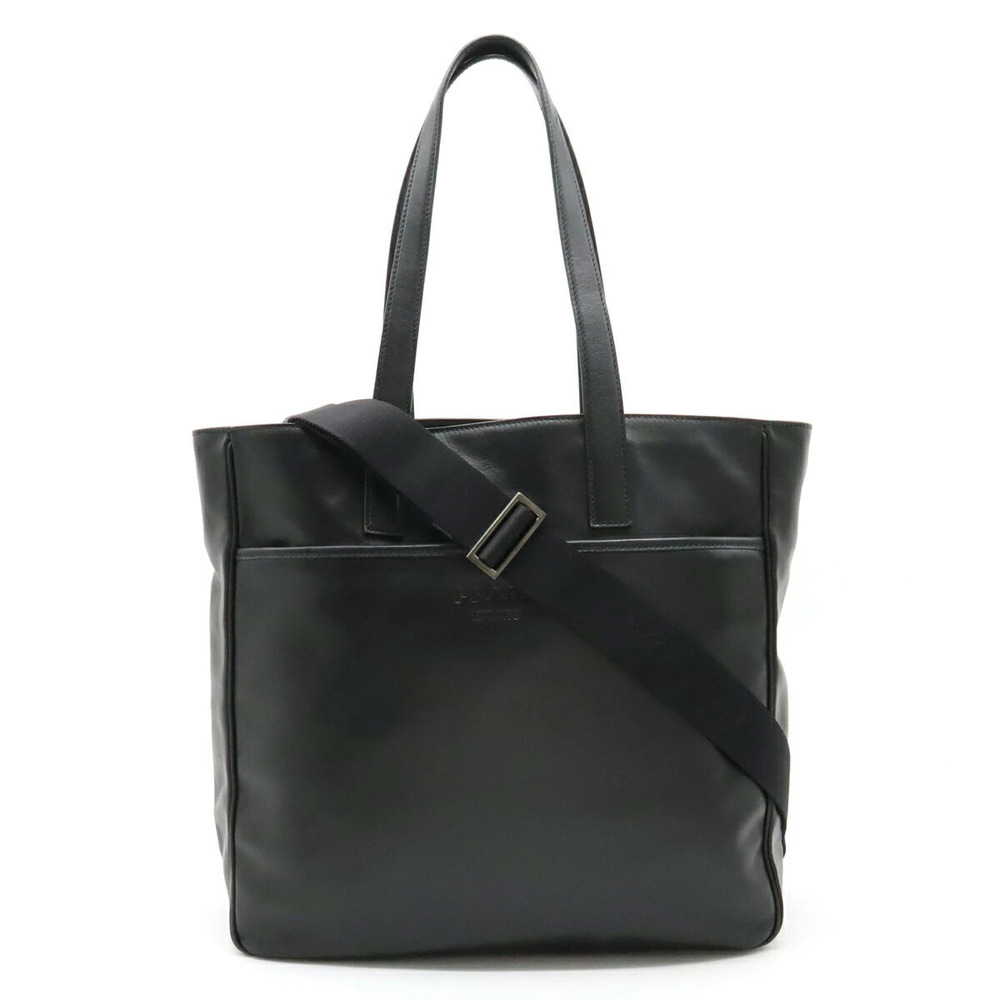 Prada Tote Tessuto Saffiano Bag Crossbody Leather NERO Black